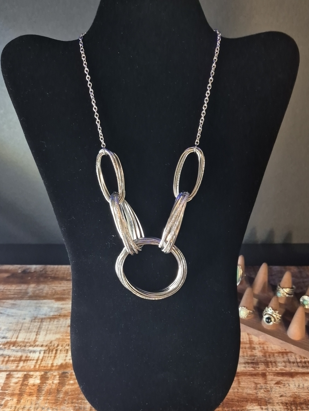 Elegant Silver-Tone Loop Pendant Necklace - Women Jewelry